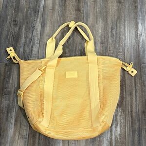 Dagne Dover Landon Carryall Bag Yellow Air mesh zip XL Extra Large Pollen Color